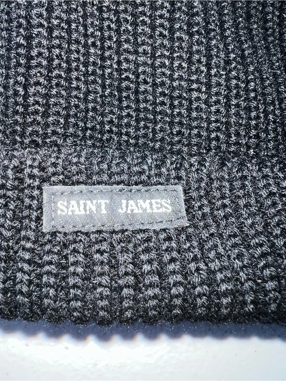 Saint James Canot Purl Knit Wool Beanie Black